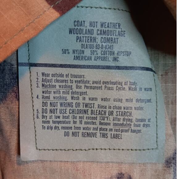 Army Vintage Combat Uniform Jacket Medium-Short Woodland Camo Hot Weather Y2K - Picture 6 of 12